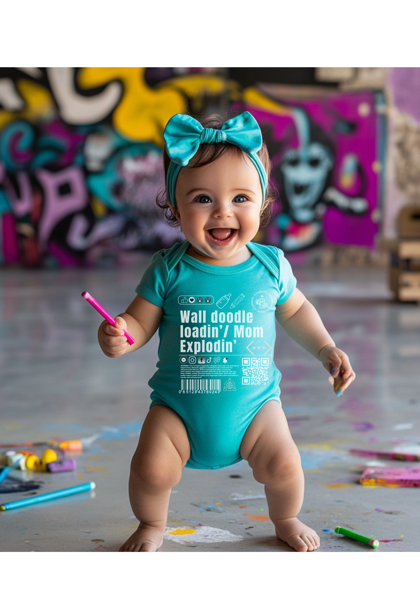 Virtuosoh Baby Wall Doodle Loadin' Babysuit