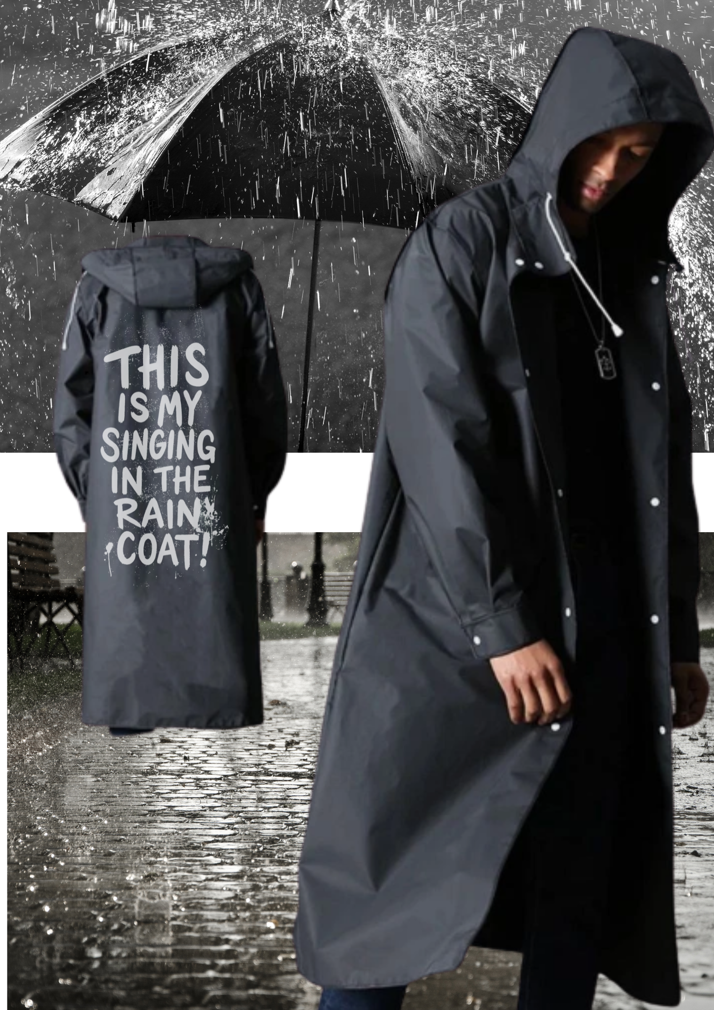 Virtuosoh Unisex Rain Coat – “This Is My Singing in the Rain Coat”