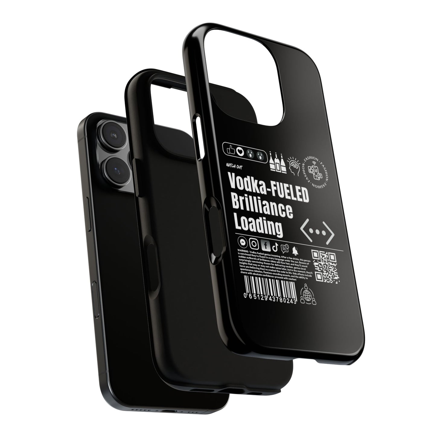 Virtuosoh Vodka Fueled Brilliance Loading Taugh Phone Case for iPhone - Black
