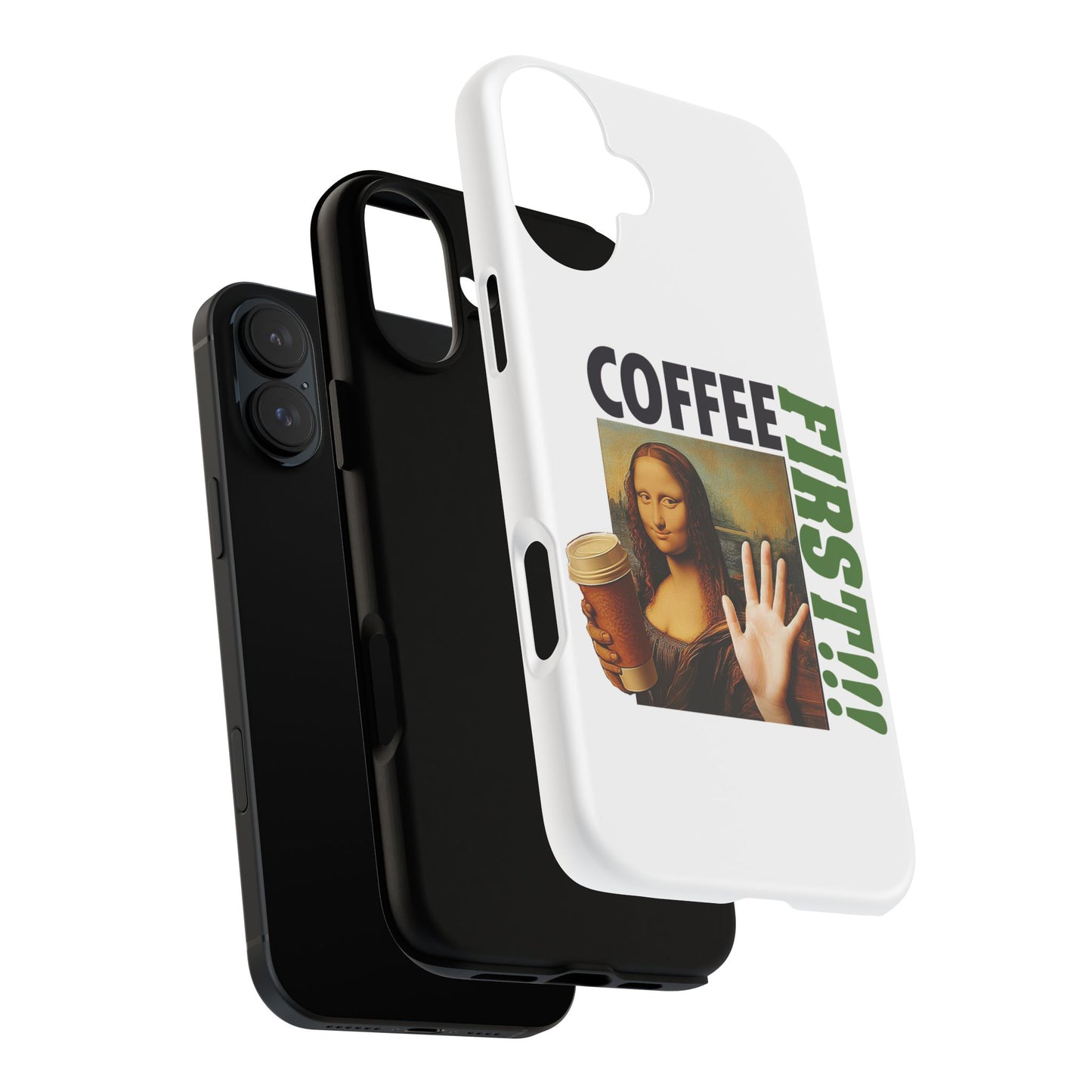 Virtuosoh Mona Lisa Coffee First Tough Phone case for iPhone - White