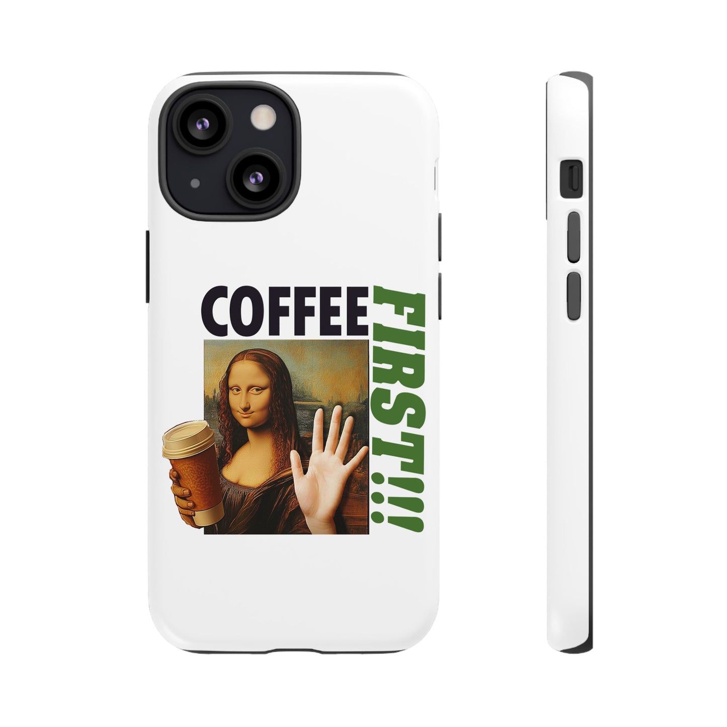 Virtuosoh Mona Lisa Coffee First Tough Phone case for iPhone - White