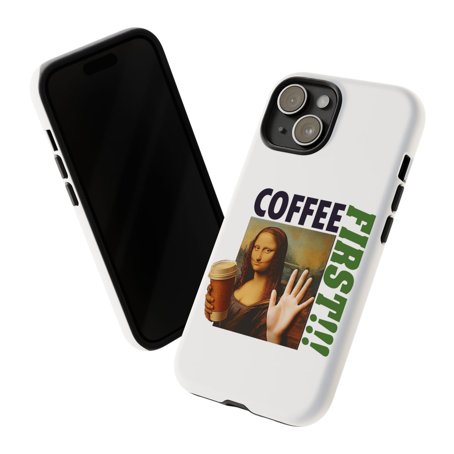 Virtuosoh Mona Lisa Coffee First Tough Phone case for iPhone - White
