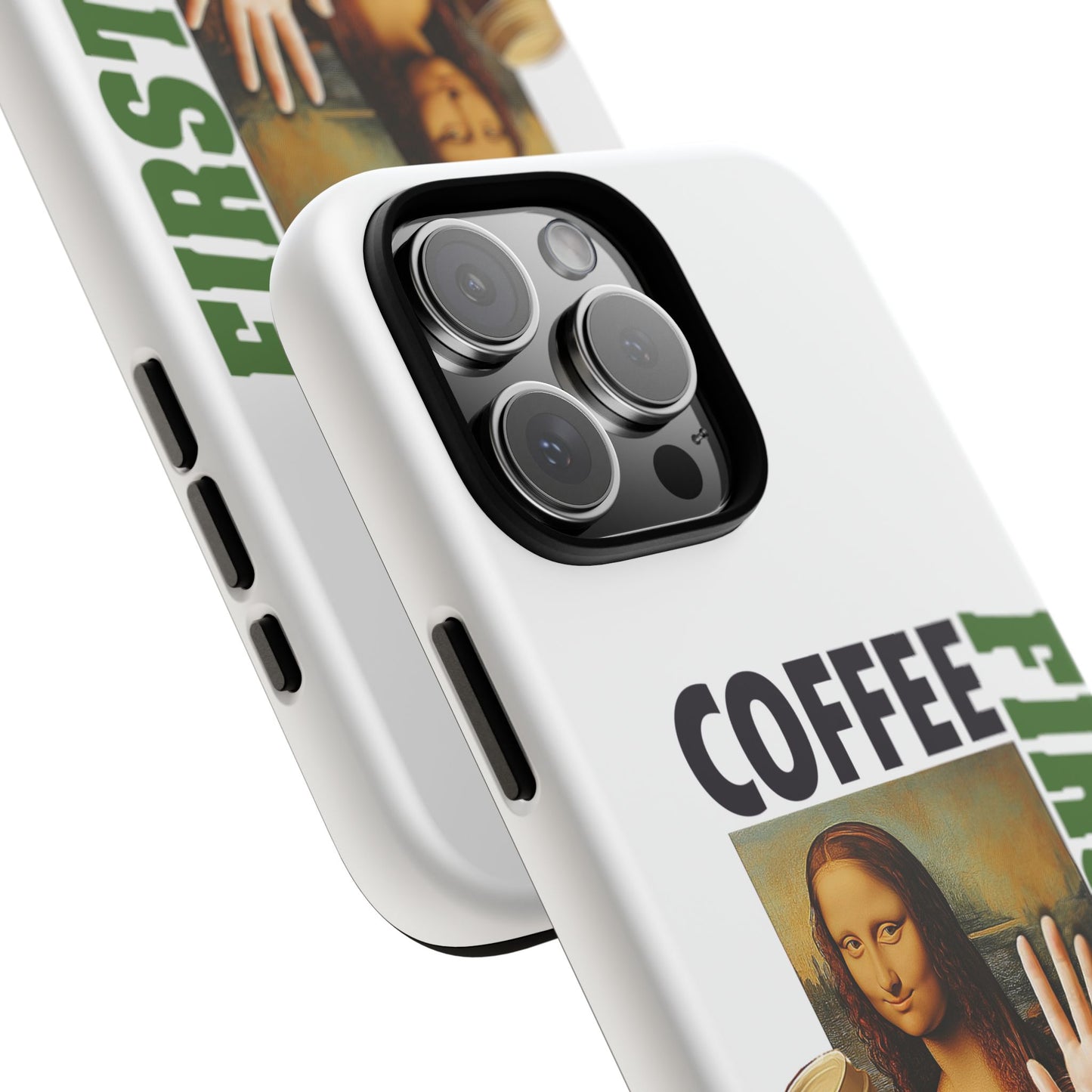 Virtuosoh Mona Lisa Coffee First Tough Phone case for iPhone - White