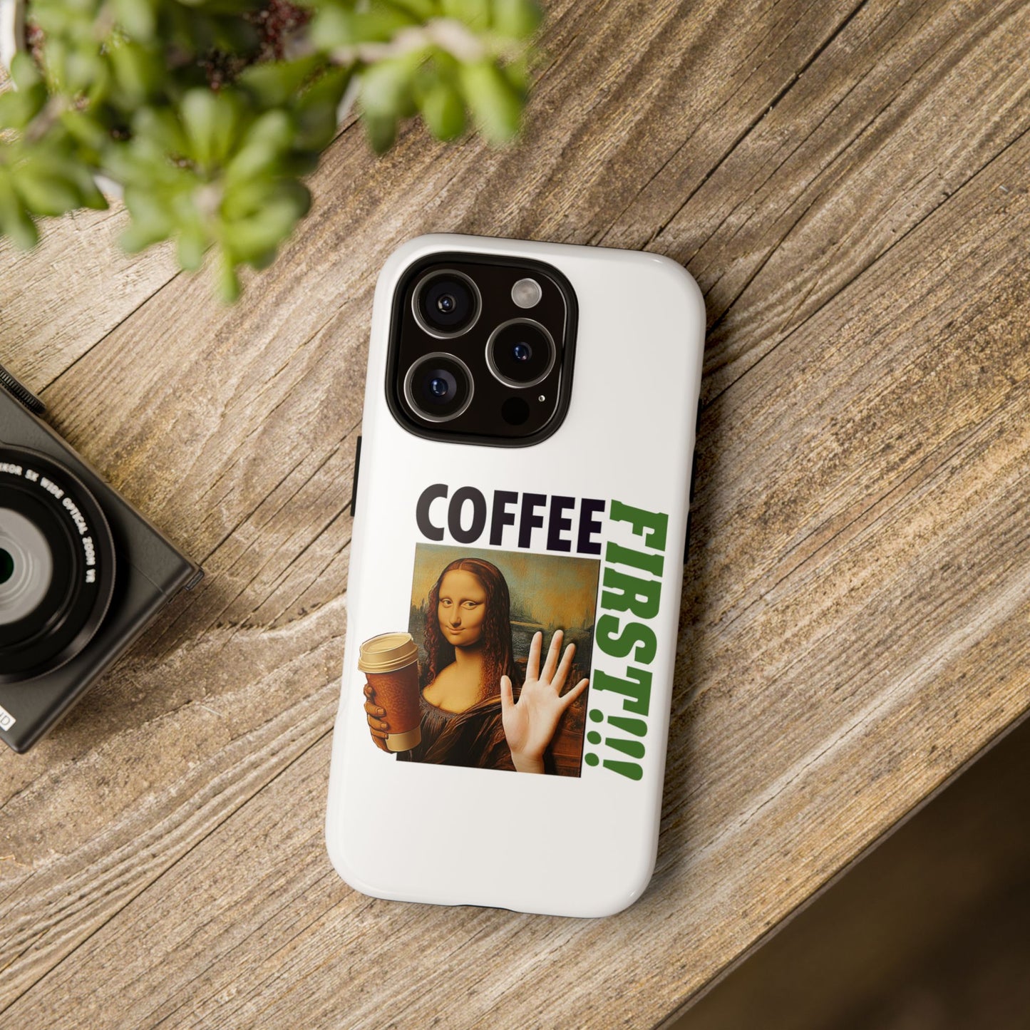 Virtuosoh Mona Lisa Coffee First Tough Phone case for iPhone - White