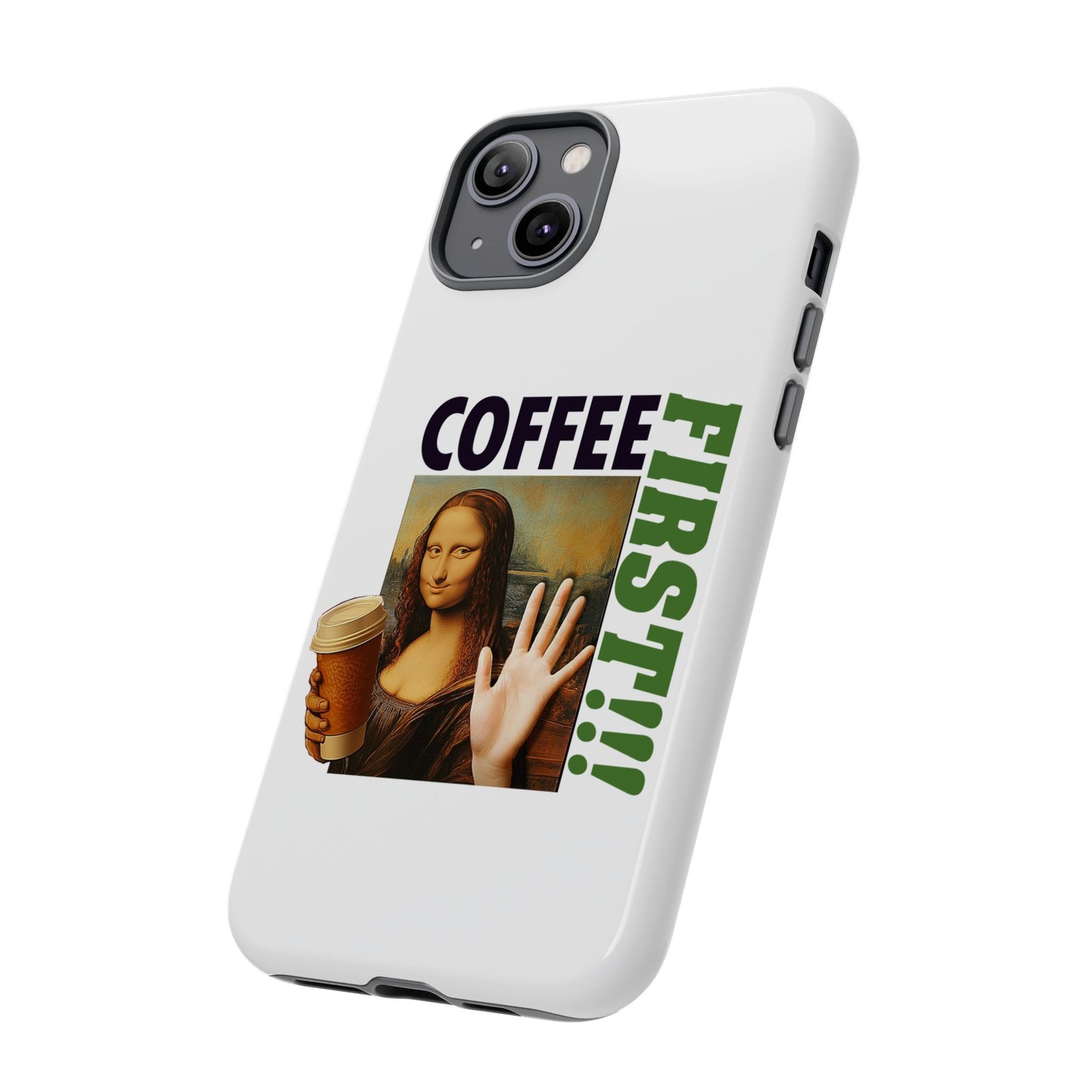 Virtuosoh Mona Lisa Coffee First Tough Phone case for iPhone - White