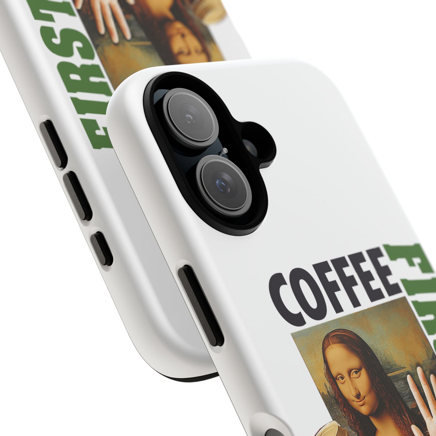 Virtuosoh Mona Lisa Coffee First Tough Phone case for iPhone - White