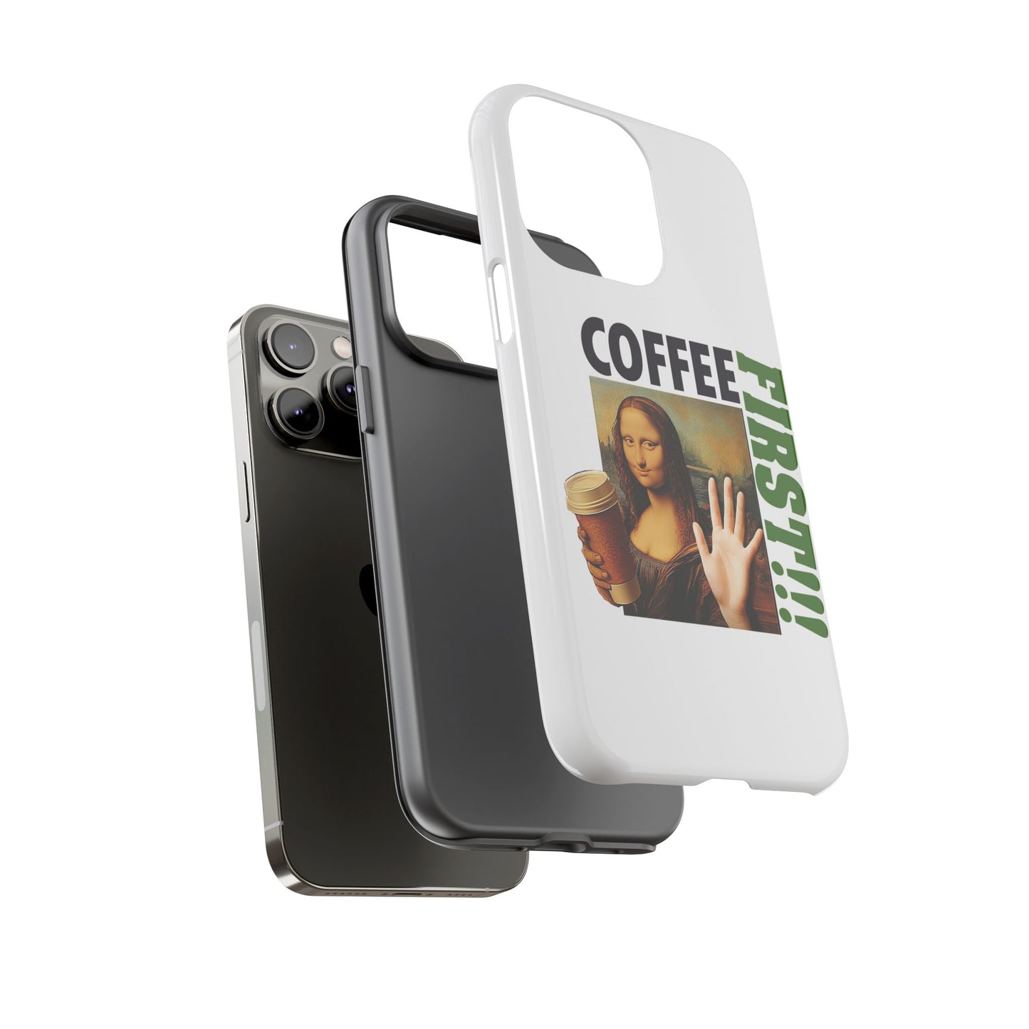 Virtuosoh Mona Lisa Coffee First Tough Phone case for iPhone - White