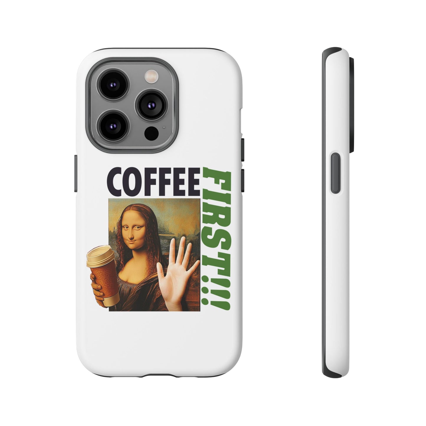 Virtuosoh Mona Lisa Coffee First Tough Phone case for iPhone - White