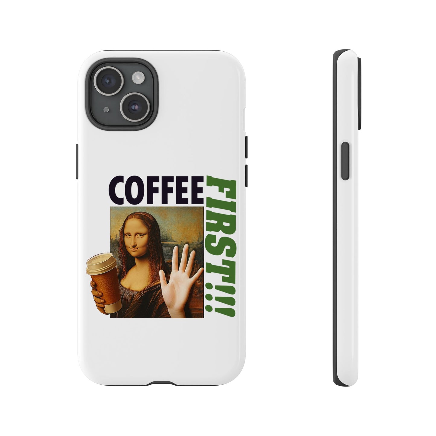Virtuosoh Mona Lisa Coffee First Tough Phone case for iPhone - White