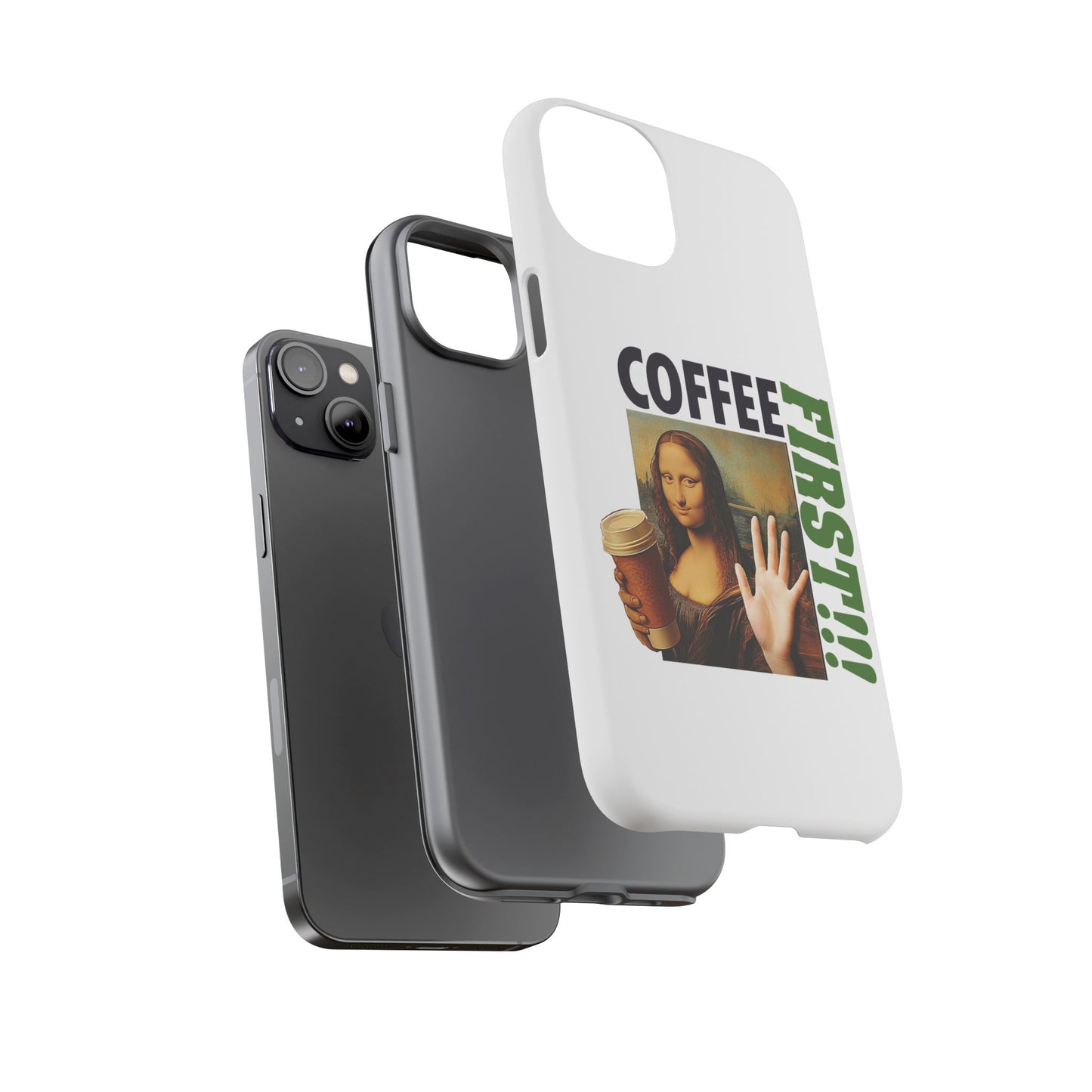 Virtuosoh Mona Lisa Coffee First Tough Phone case for iPhone - White