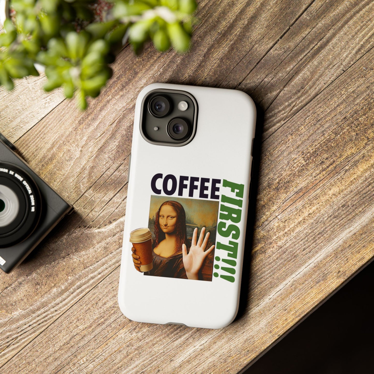 Virtuosoh Mona Lisa Coffee First Tough Phone case for iPhone - White