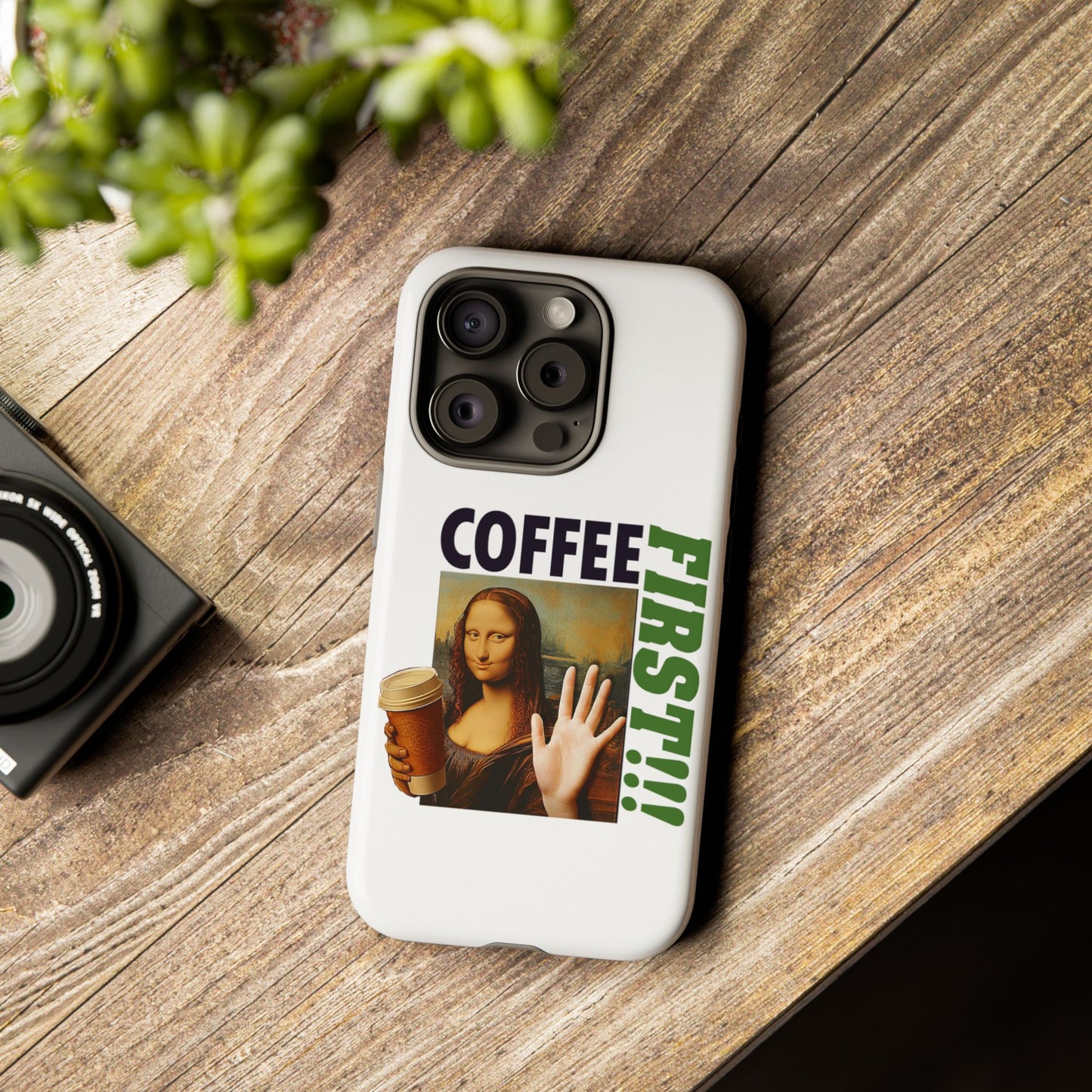 Virtuosoh Mona Lisa Coffee First Tough Phone case for iPhone - White