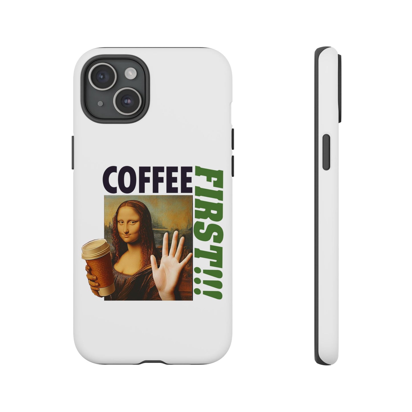 Virtuosoh Mona Lisa Coffee First Tough Phone case for iPhone - White