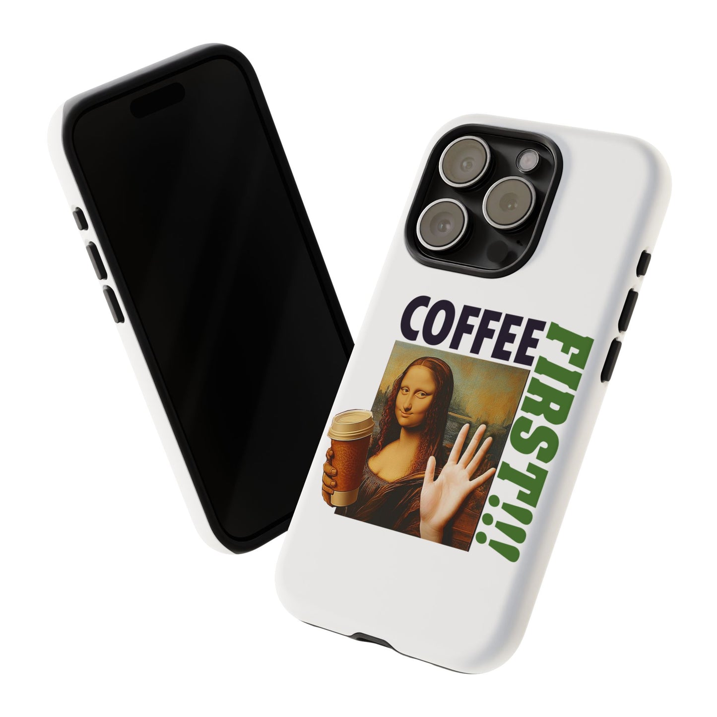 Virtuosoh Mona Lisa Coffee First Tough Phone case for iPhone - White