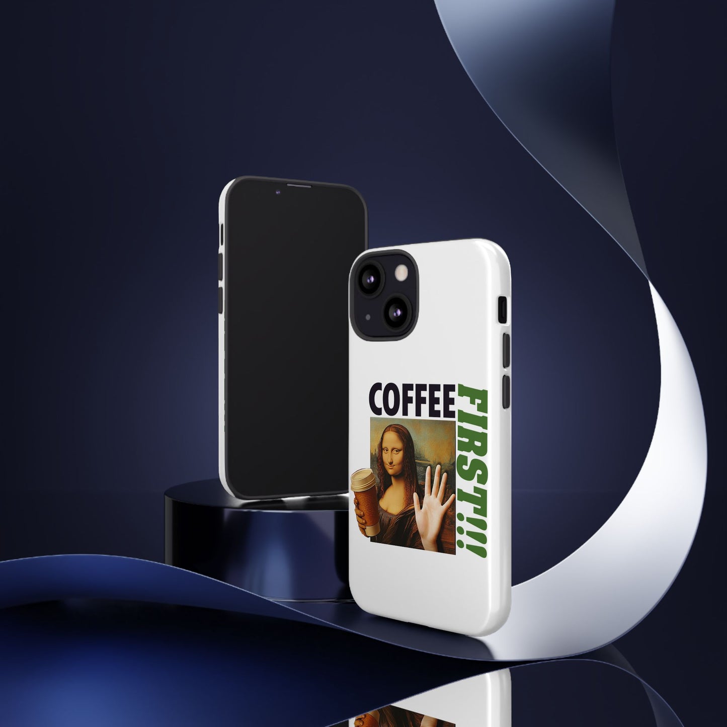Virtuosoh Mona Lisa Coffee First Tough Phone case for iPhone - White