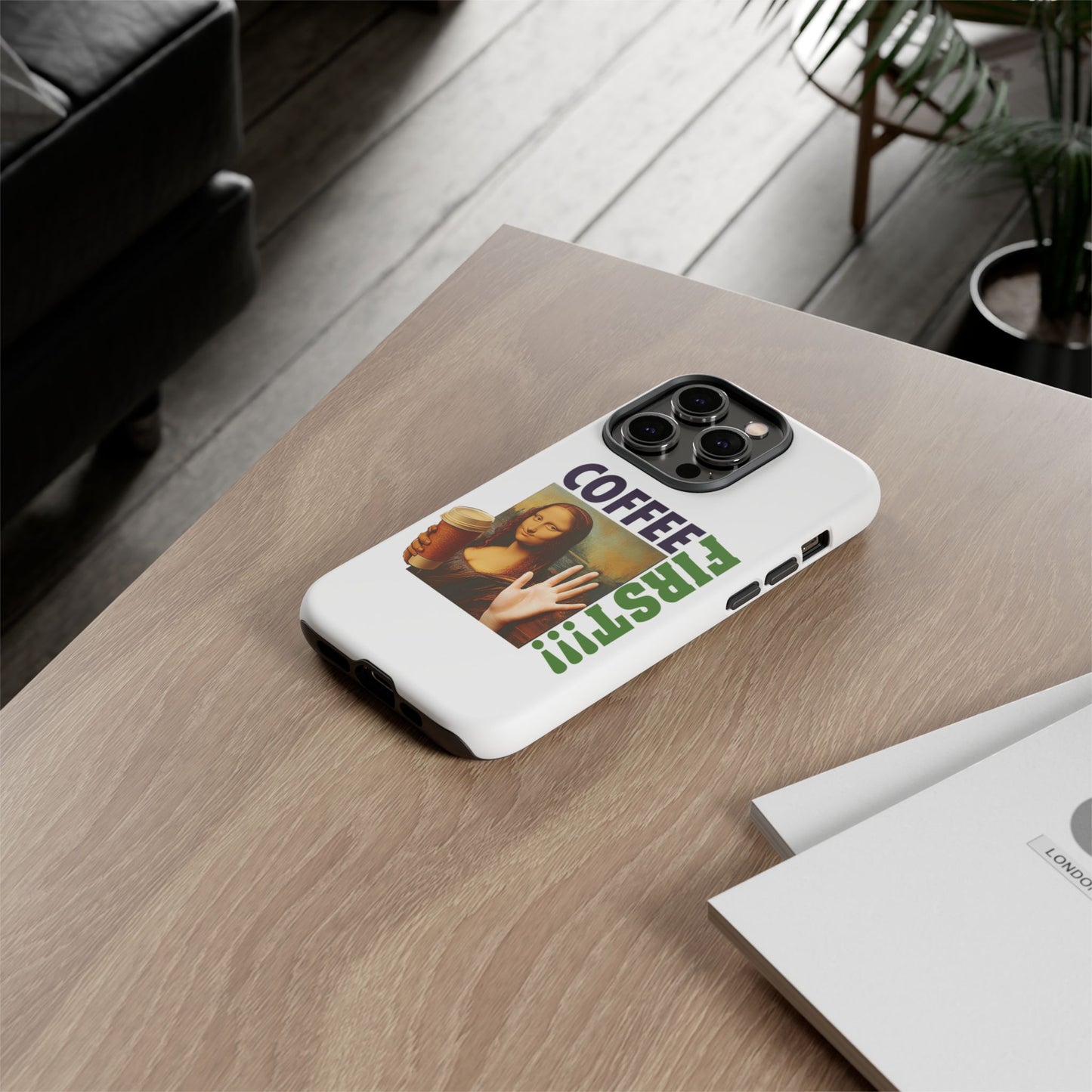 Virtuosoh Mona Lisa Coffee First Tough Phone case for iPhone - White