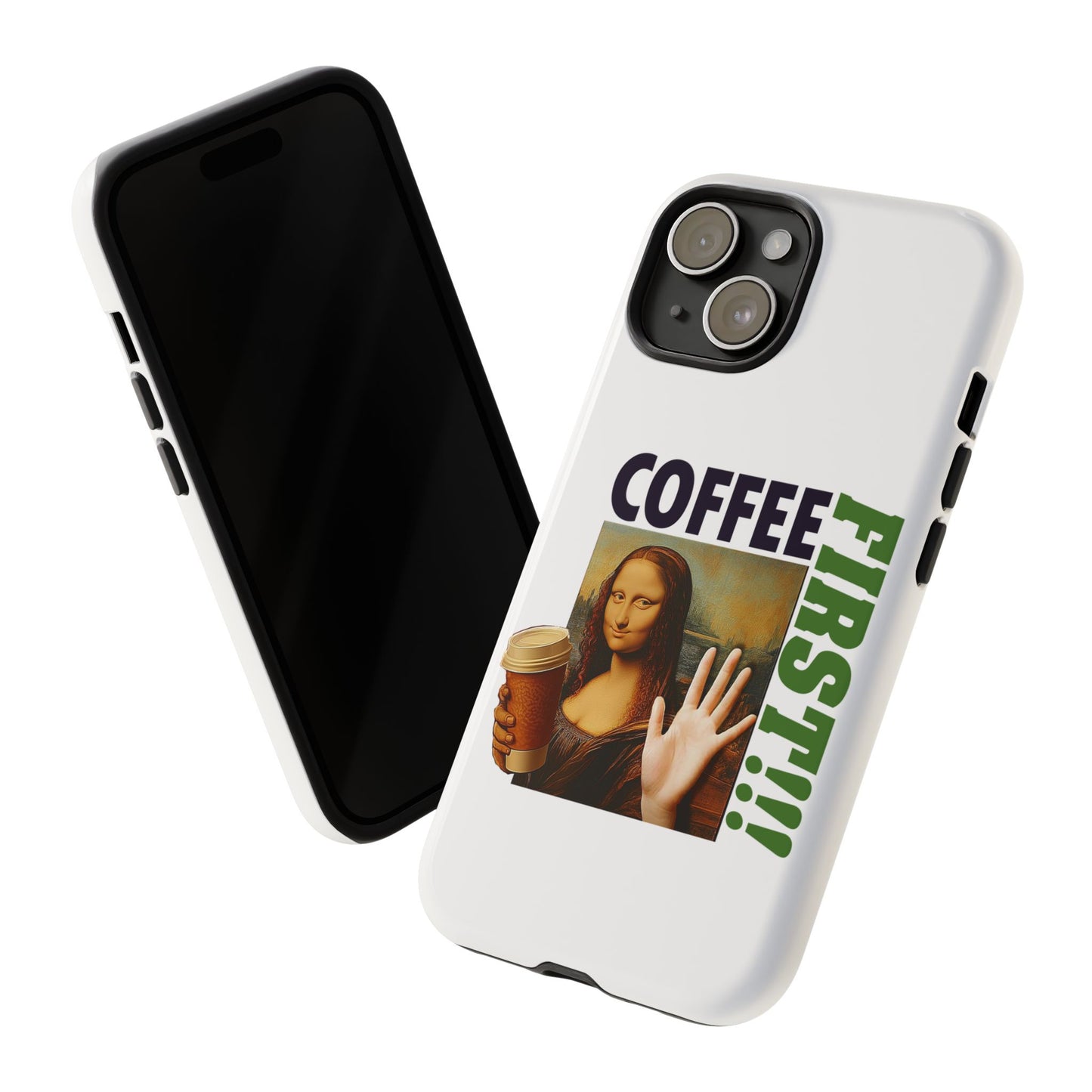 Virtuosoh Mona Lisa Coffee First Tough Phone case for iPhone - White