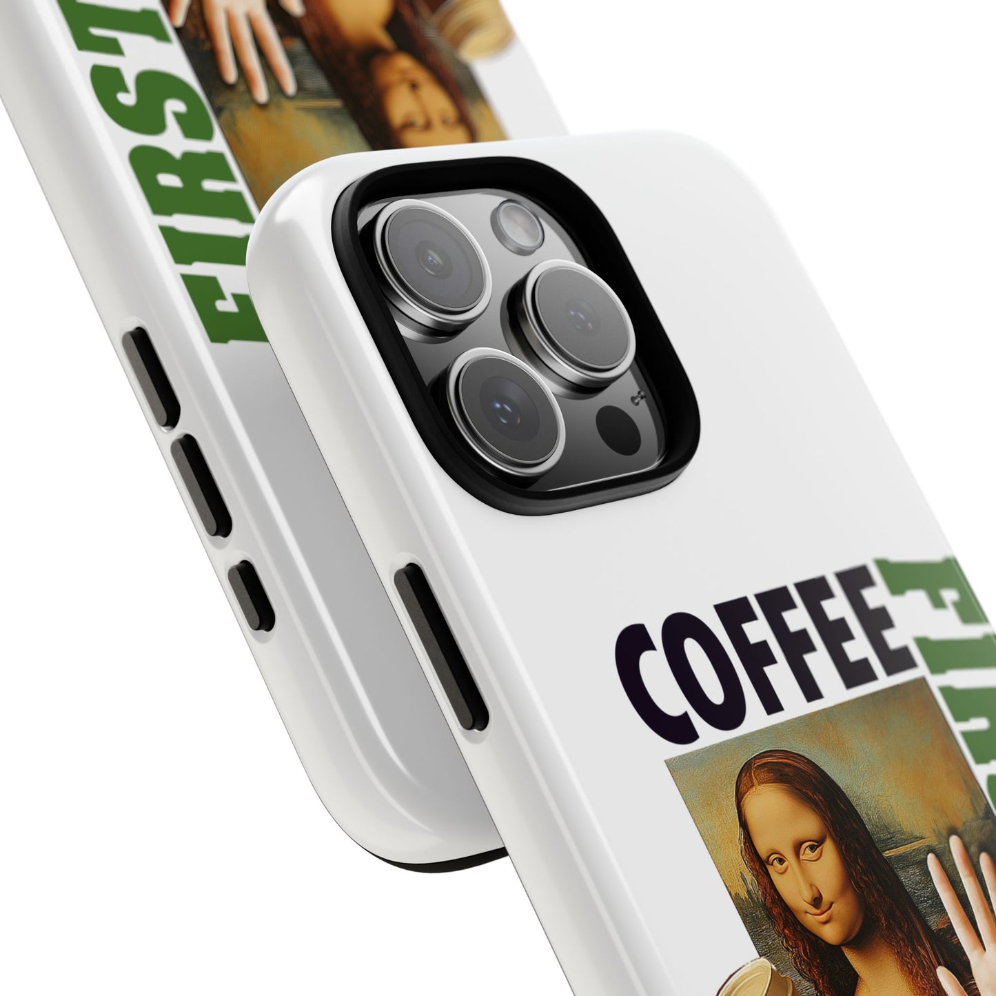 Virtuosoh Mona Lisa Coffee First Tough Phone case for iPhone - White