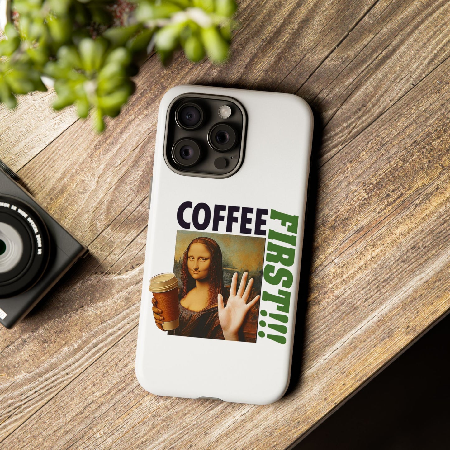 Virtuosoh Mona Lisa Coffee First Tough Phone case for iPhone - White