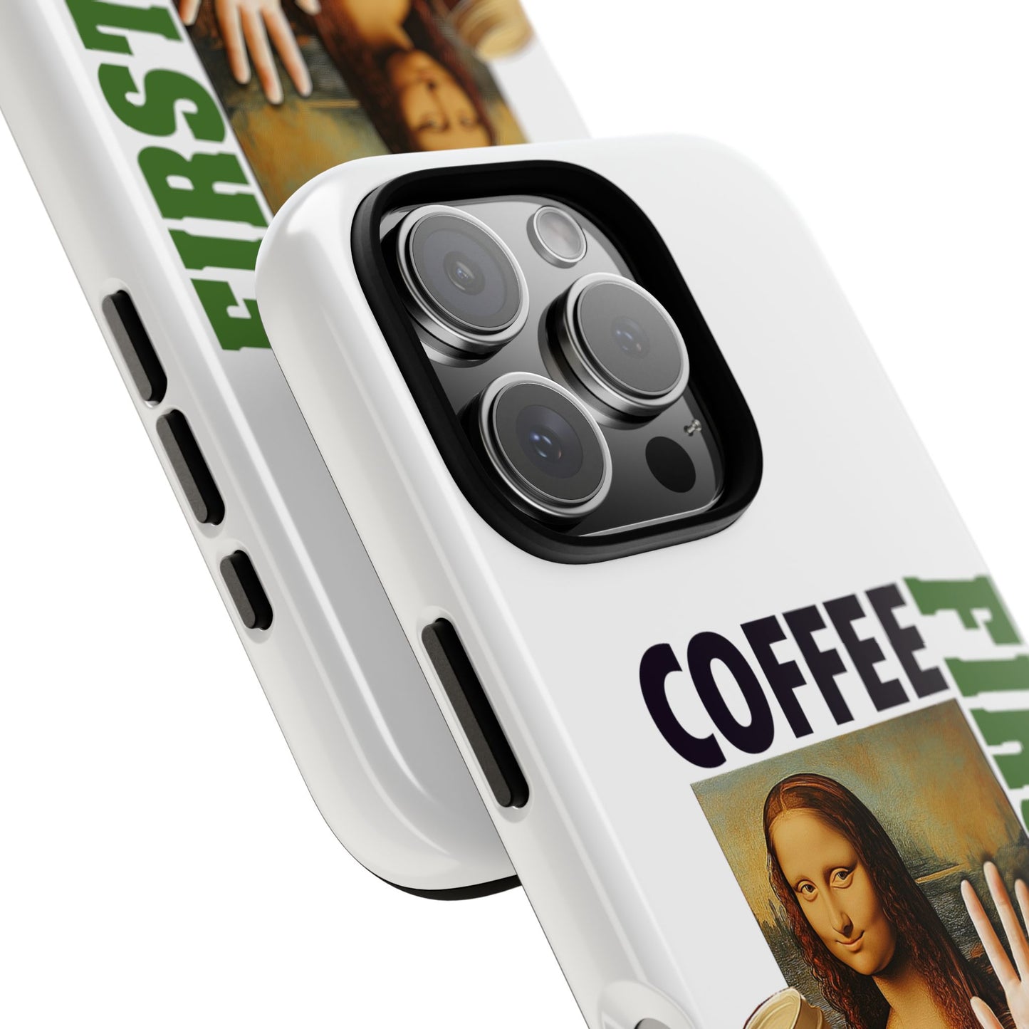 Virtuosoh Mona Lisa Coffee First Tough Phone case for iPhone - White