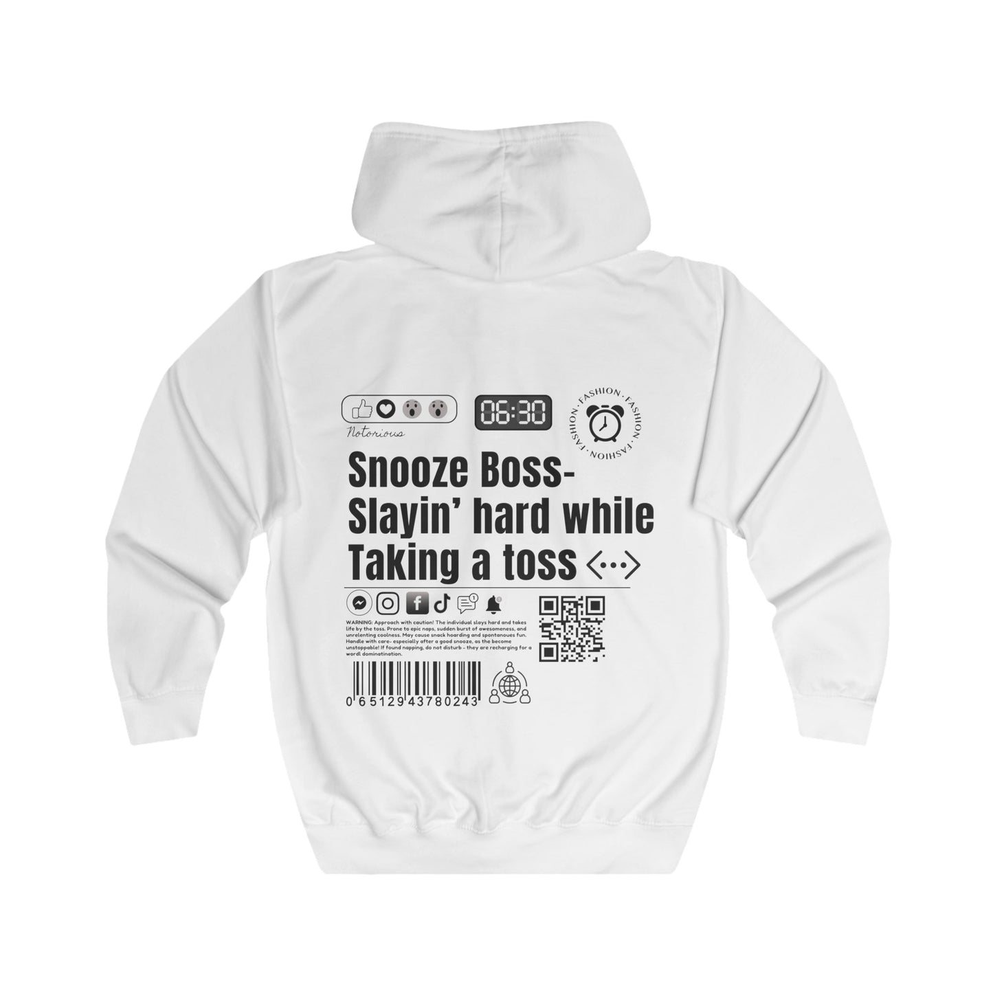 Virtuosoh Snooze Boss Unisex Zip Hoodie