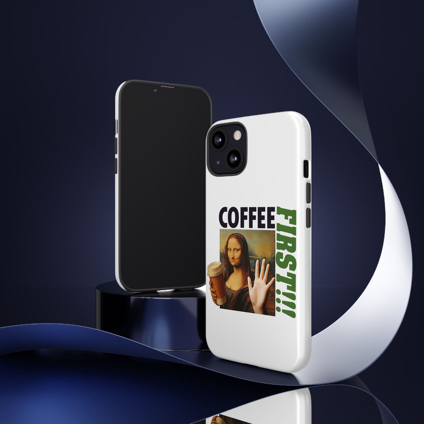 Virtuosoh Mona Lisa Coffee First Tough Phone case for iPhone - White
