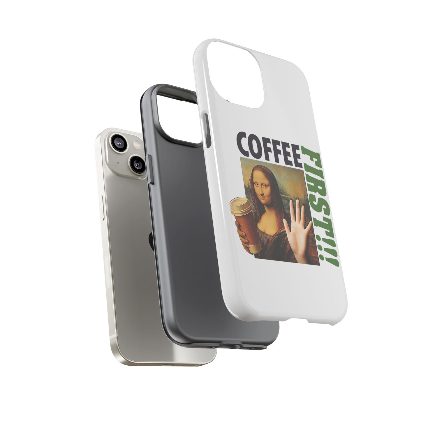Virtuosoh Mona Lisa Coffee First Tough Phone case for iPhone - White