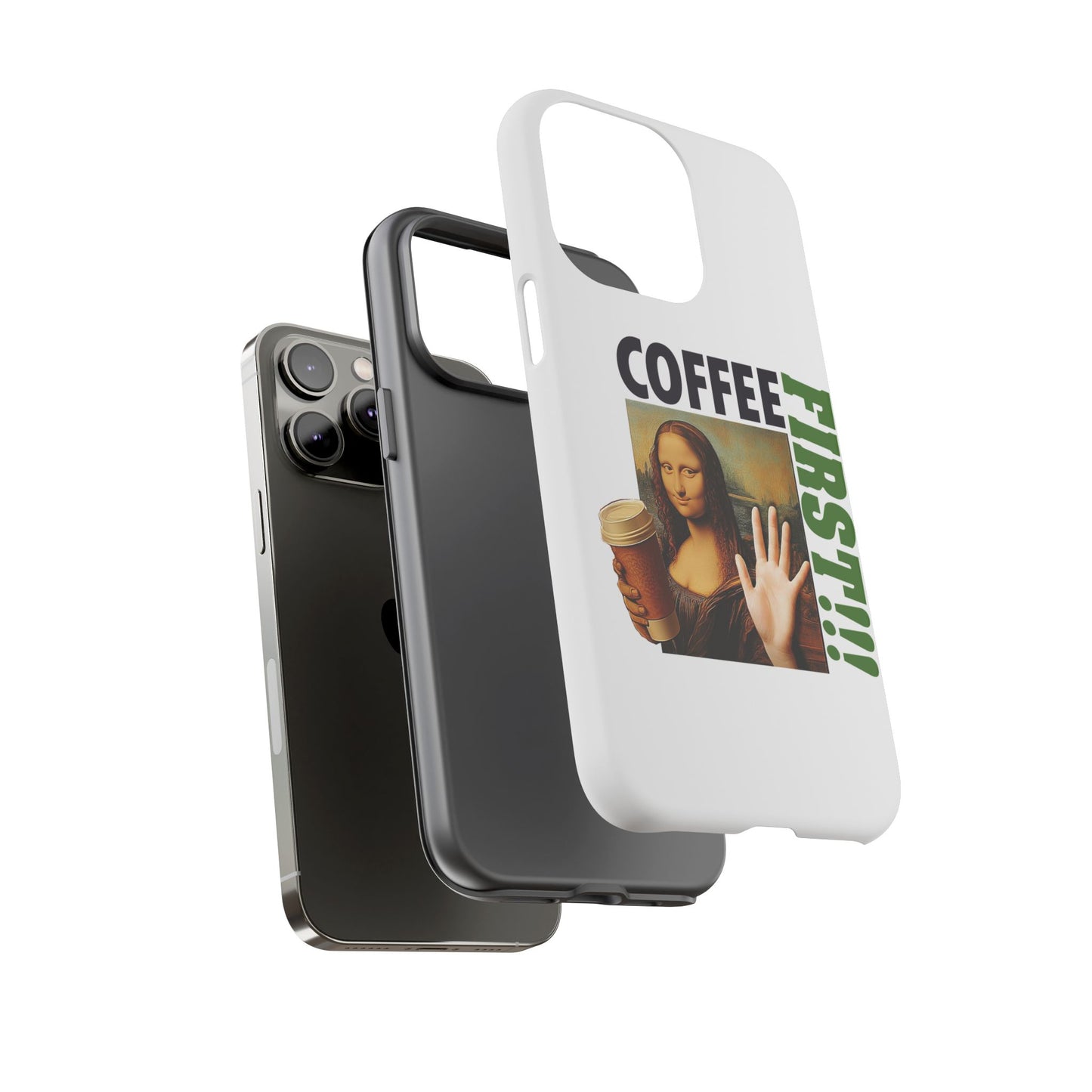 Virtuosoh Mona Lisa Coffee First Tough Phone case for iPhone - White