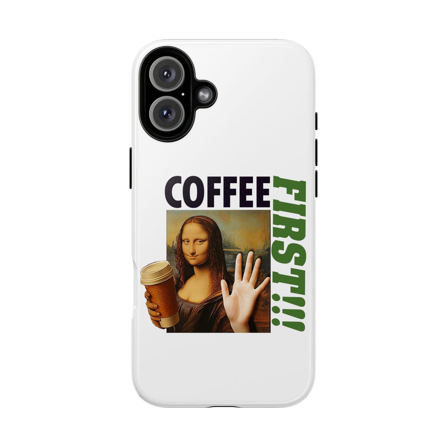 Virtuosoh Mona Lisa Coffee First Tough Phone case for iPhone - White