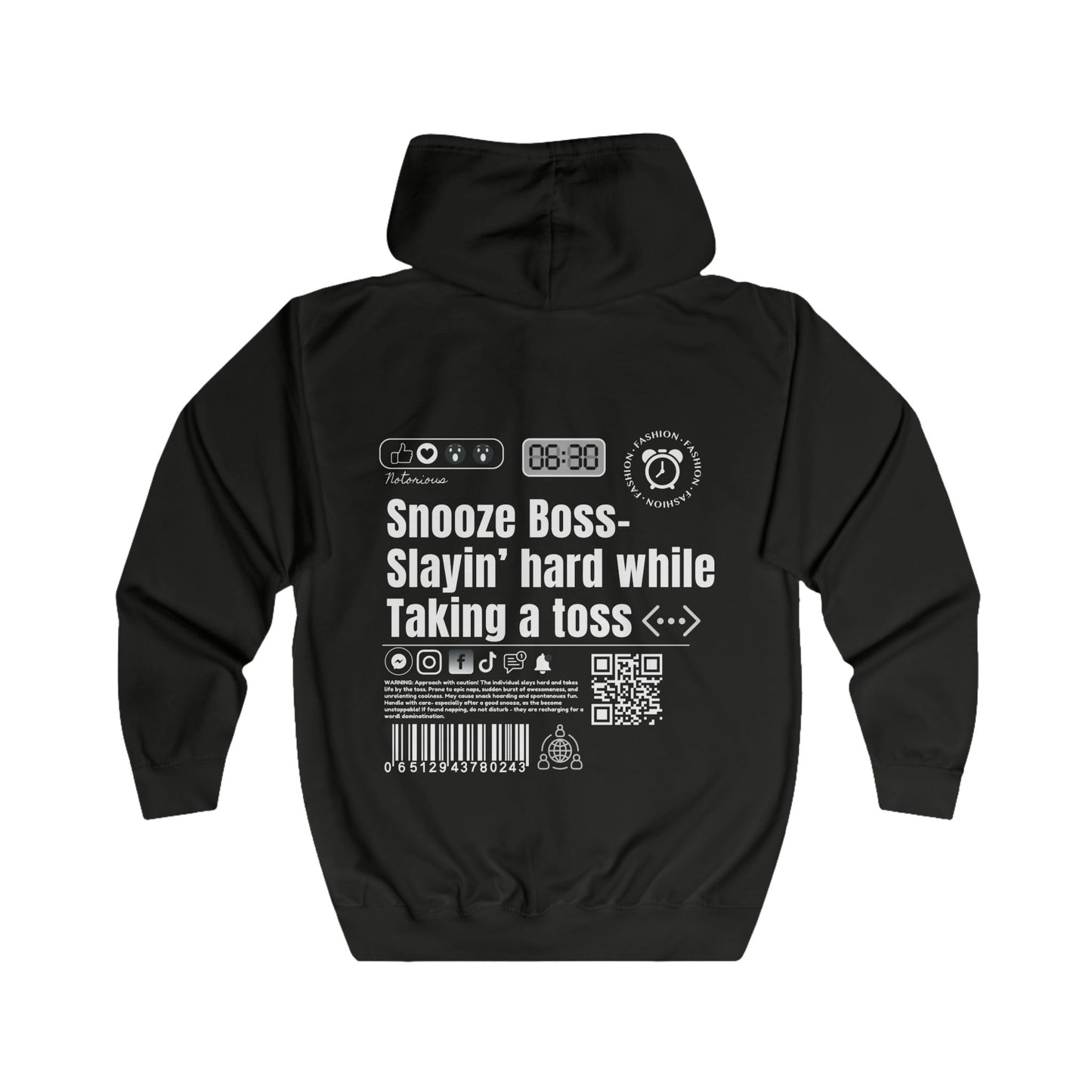 Virtuosoh Snooze Boss Unisex Zip Hoodie