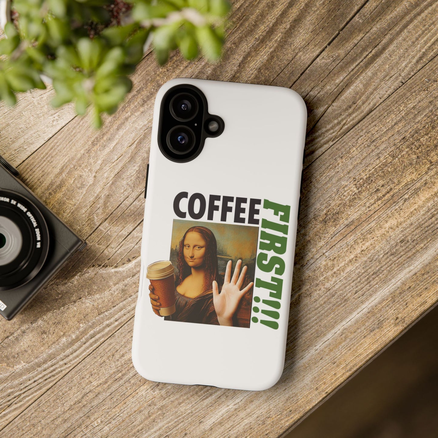 Virtuosoh Mona Lisa Coffee First Tough Phone case for iPhone - White