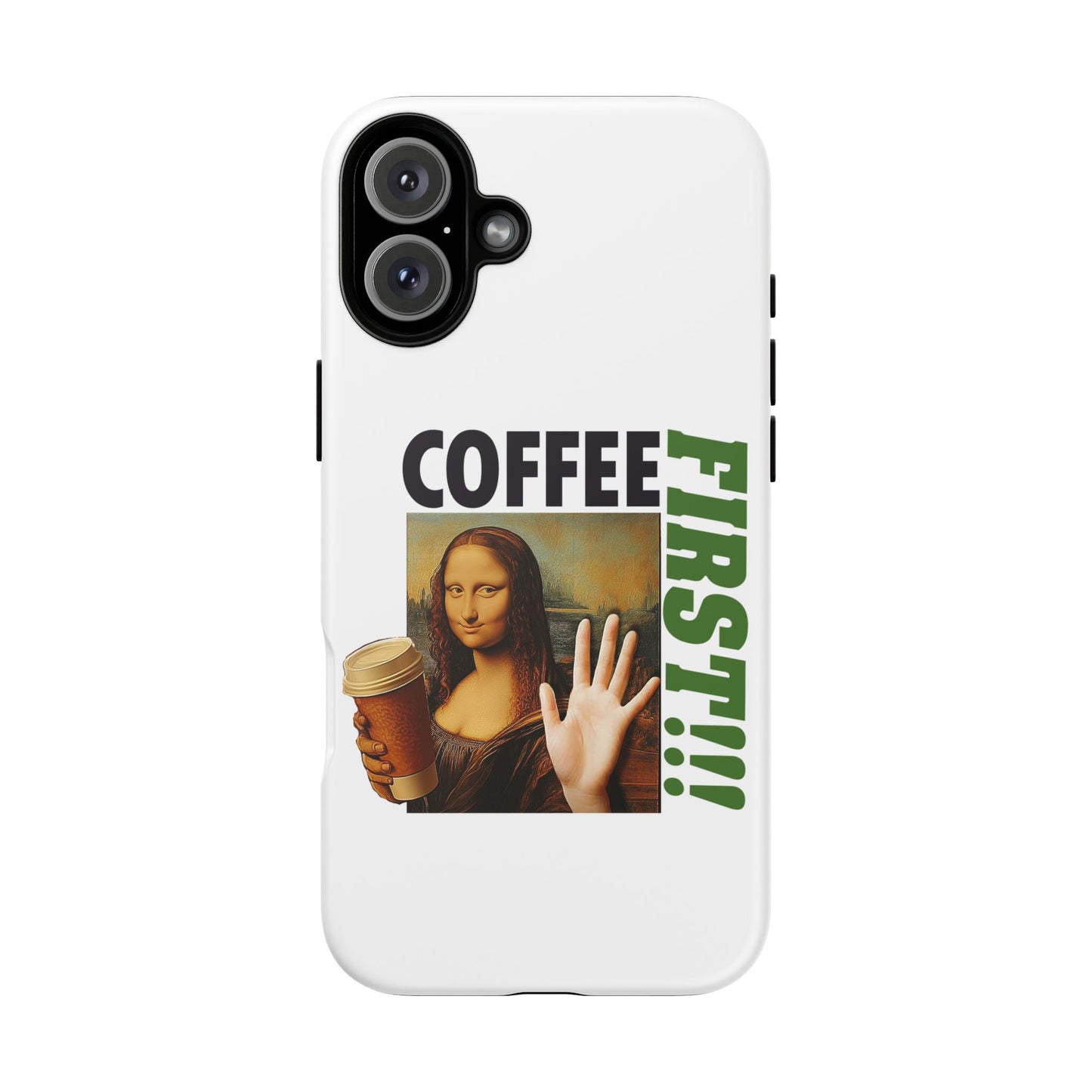 Virtuosoh Mona Lisa Coffee First Tough Phone case for iPhone - White