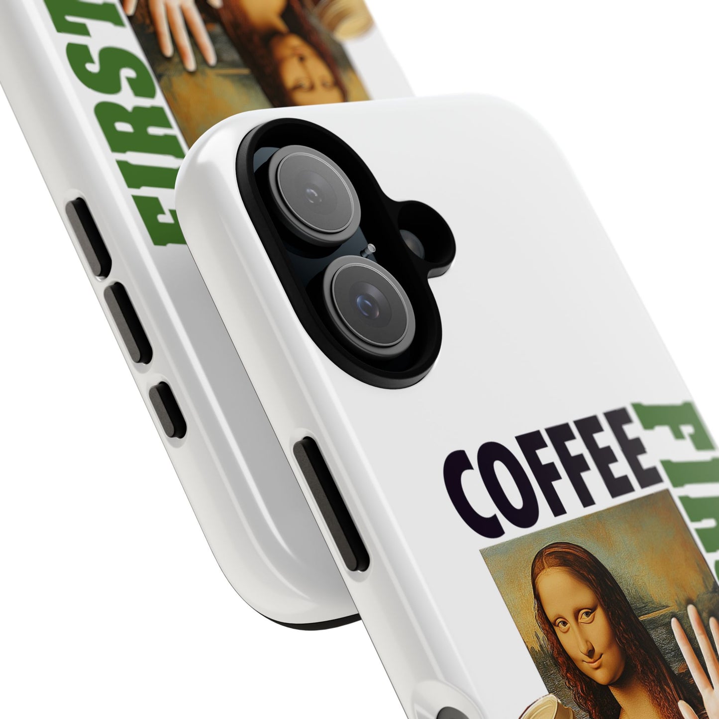Virtuosoh Mona Lisa Coffee First Tough Phone case for iPhone - White