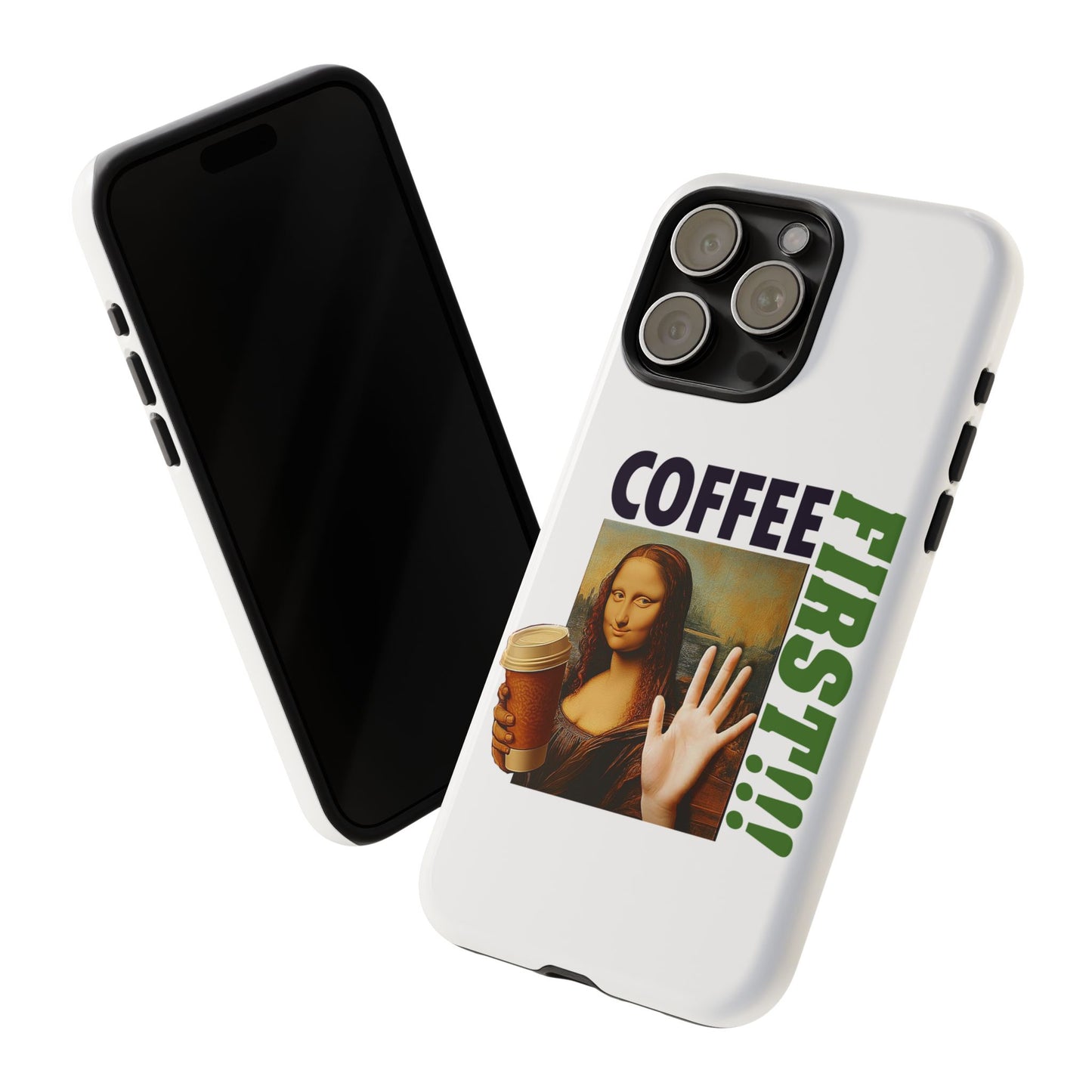 Virtuosoh Mona Lisa Coffee First Tough Phone case for iPhone - White