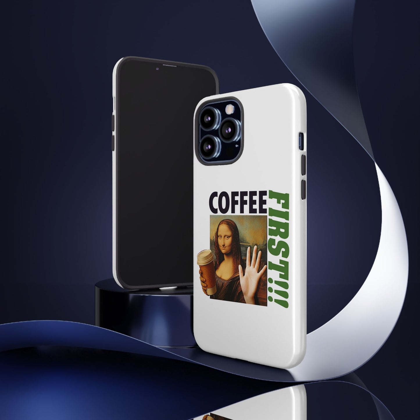 Virtuosoh Mona Lisa Coffee First Tough Phone case for iPhone - White