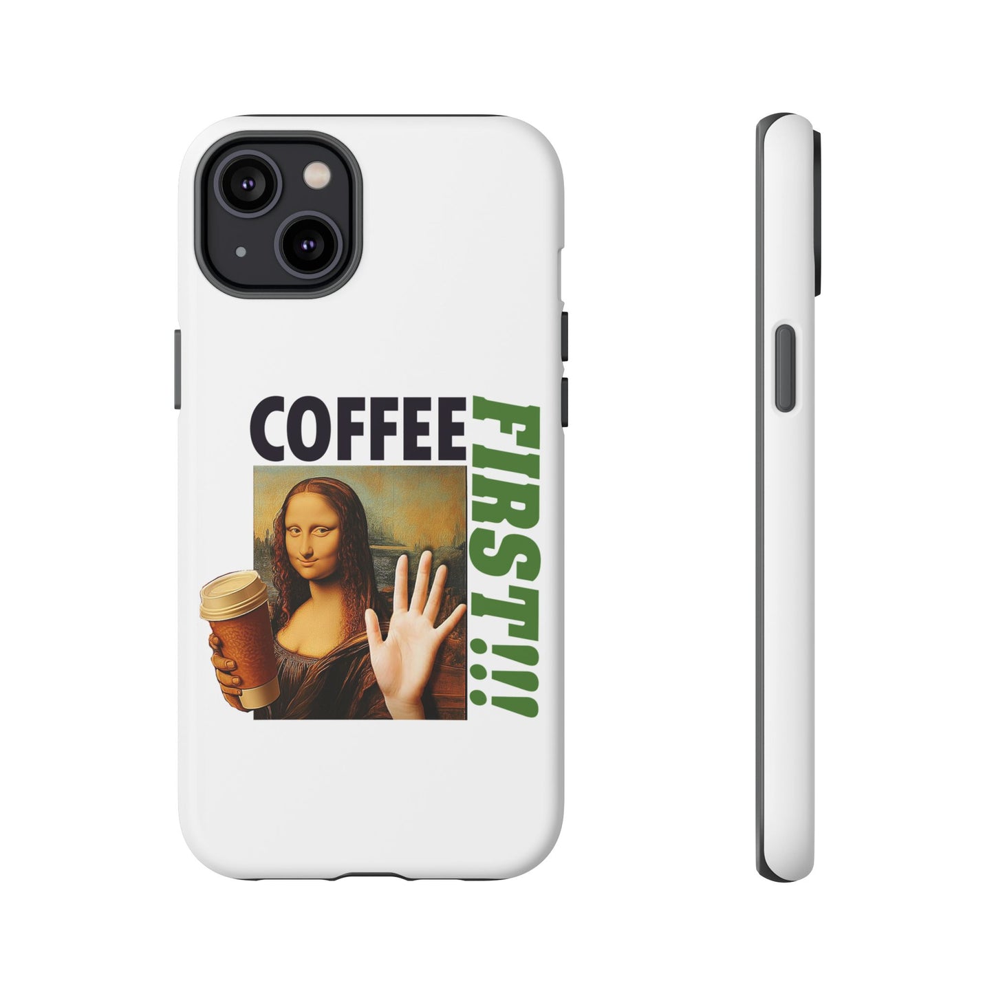 Virtuosoh Mona Lisa Coffee First Tough Phone case for iPhone - White