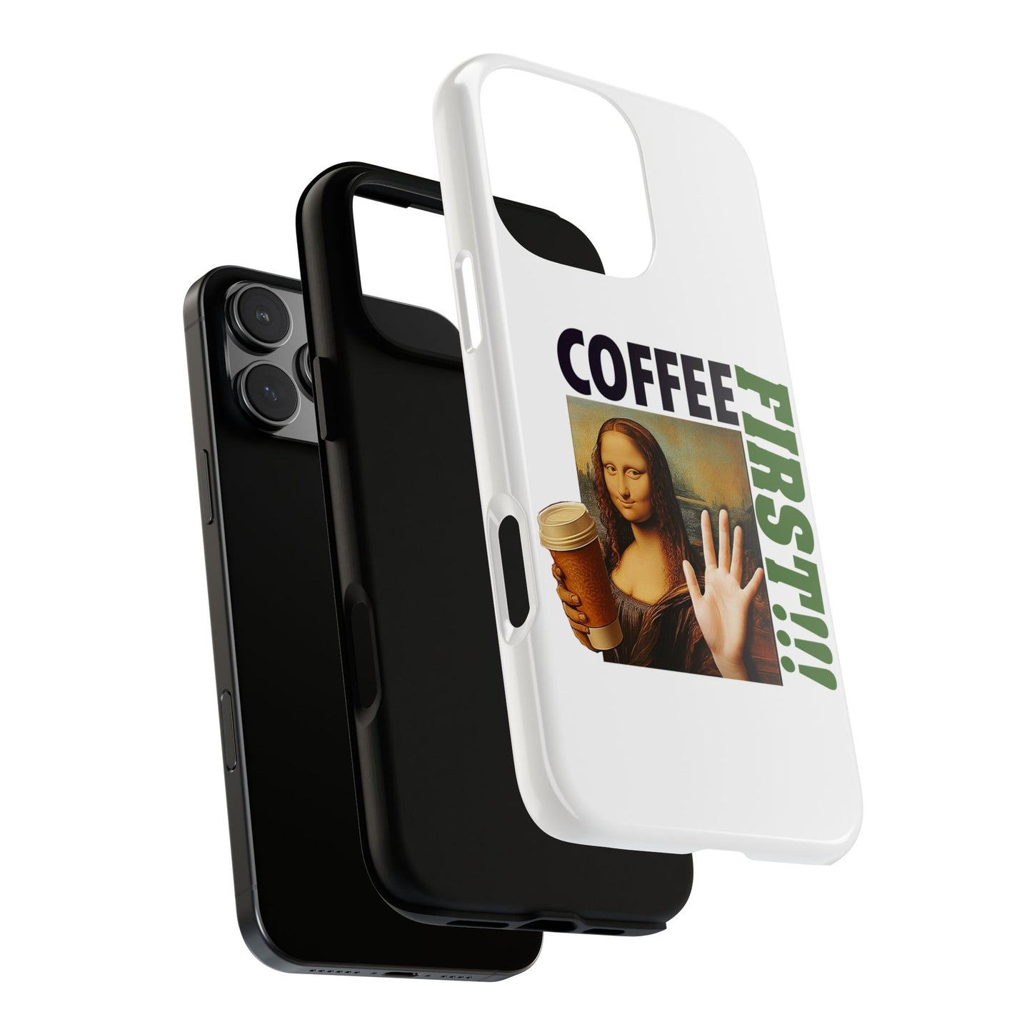 Virtuosoh Mona Lisa Coffee First Tough Phone case for iPhone - White