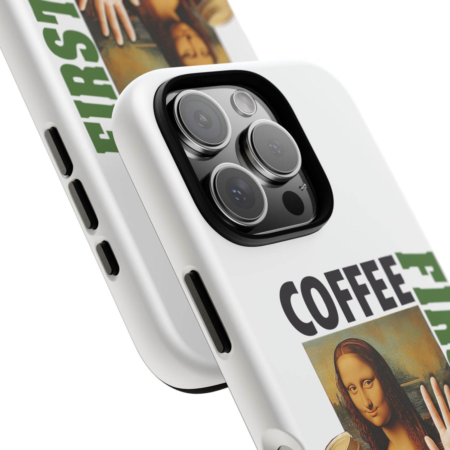 Virtuosoh Mona Lisa Coffee First Tough Phone case for iPhone - White