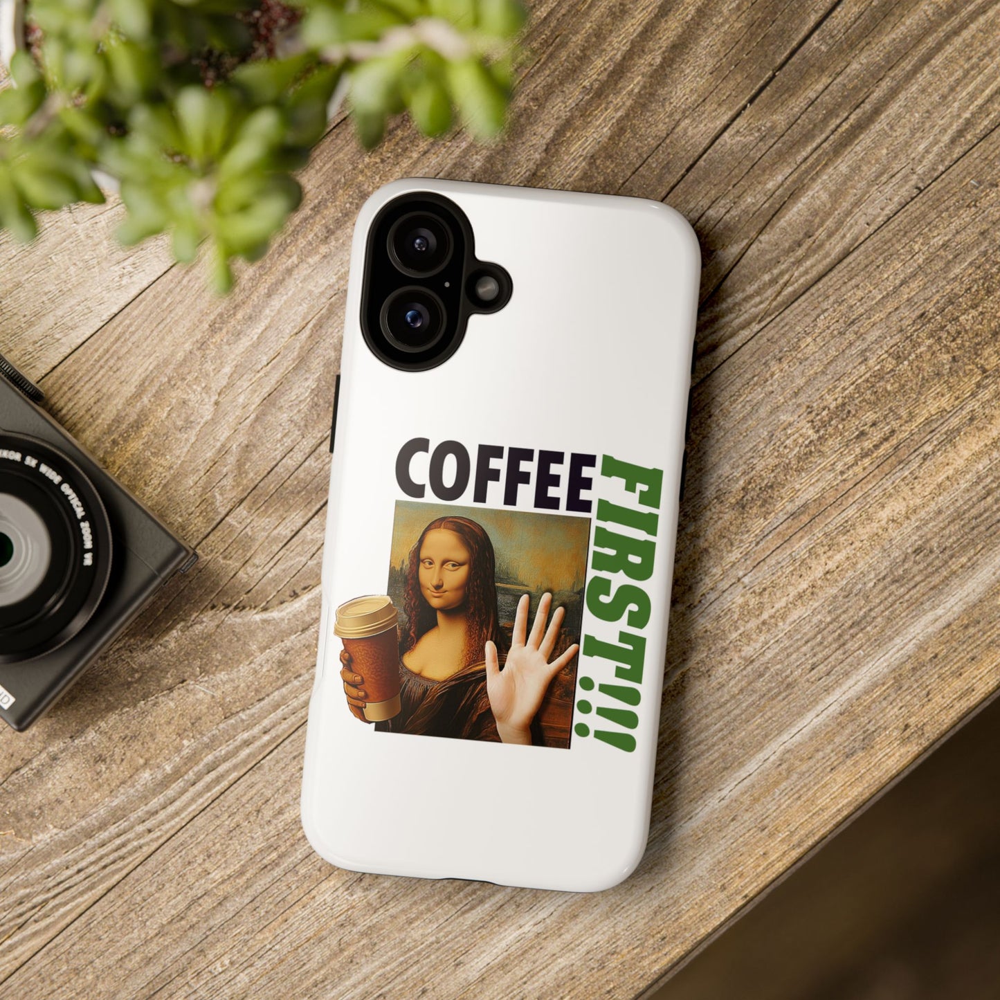 Virtuosoh Mona Lisa Coffee First Tough Phone case for iPhone - White