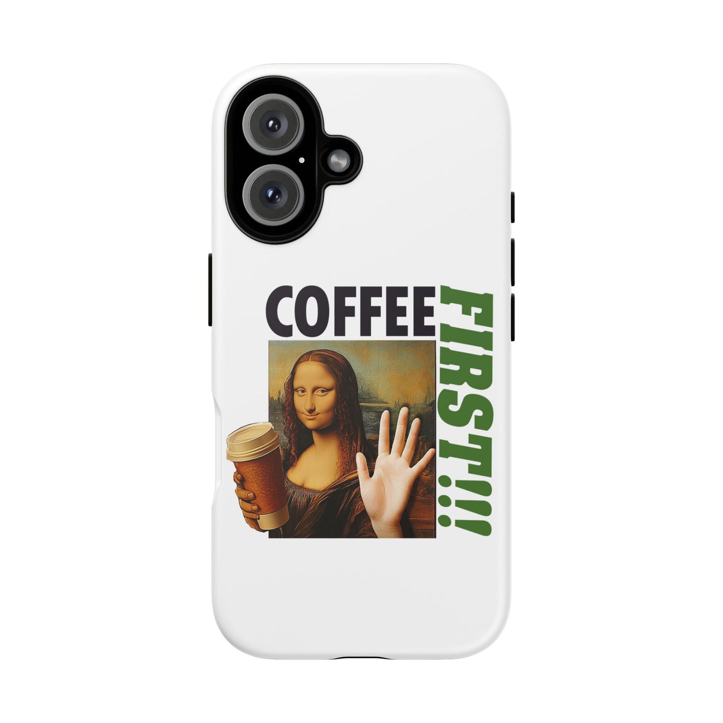 Virtuosoh Mona Lisa Coffee First Tough Phone case for iPhone - White
