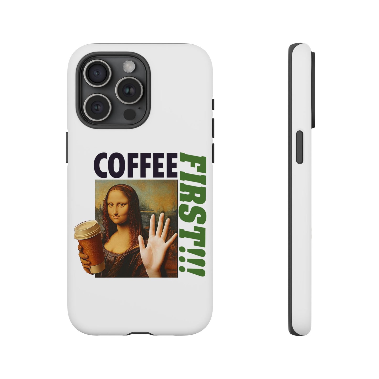 Virtuosoh Mona Lisa Coffee First Tough Phone case for iPhone - White