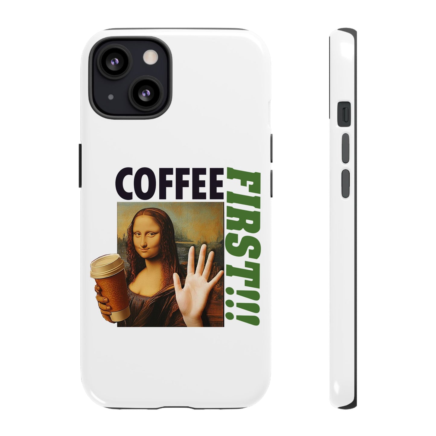 Virtuosoh Mona Lisa Coffee First Tough Phone case for iPhone - White