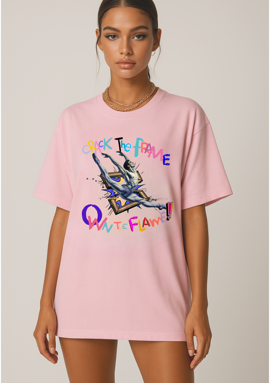 Virtuosoh Crack the Frame, Own the Flame Unisex T-shirt