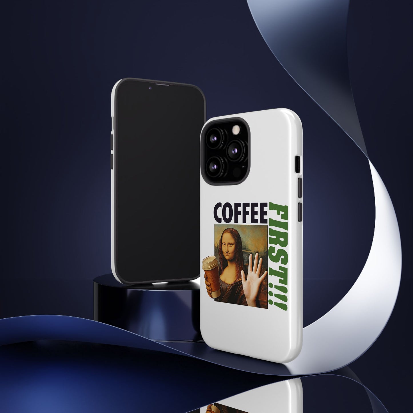 Virtuosoh Mona Lisa Coffee First Tough Phone case for iPhone - White