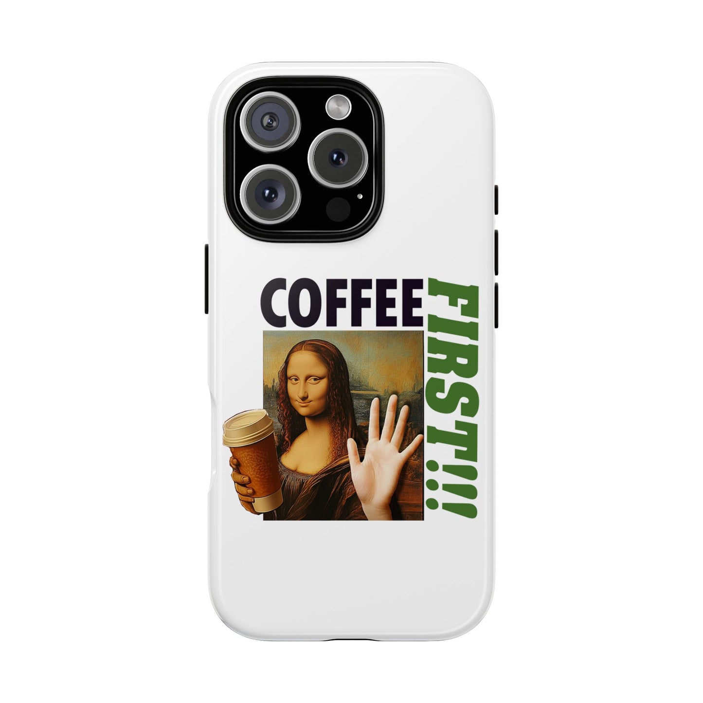 Virtuosoh Mona Lisa Coffee First Tough Phone case for iPhone - White