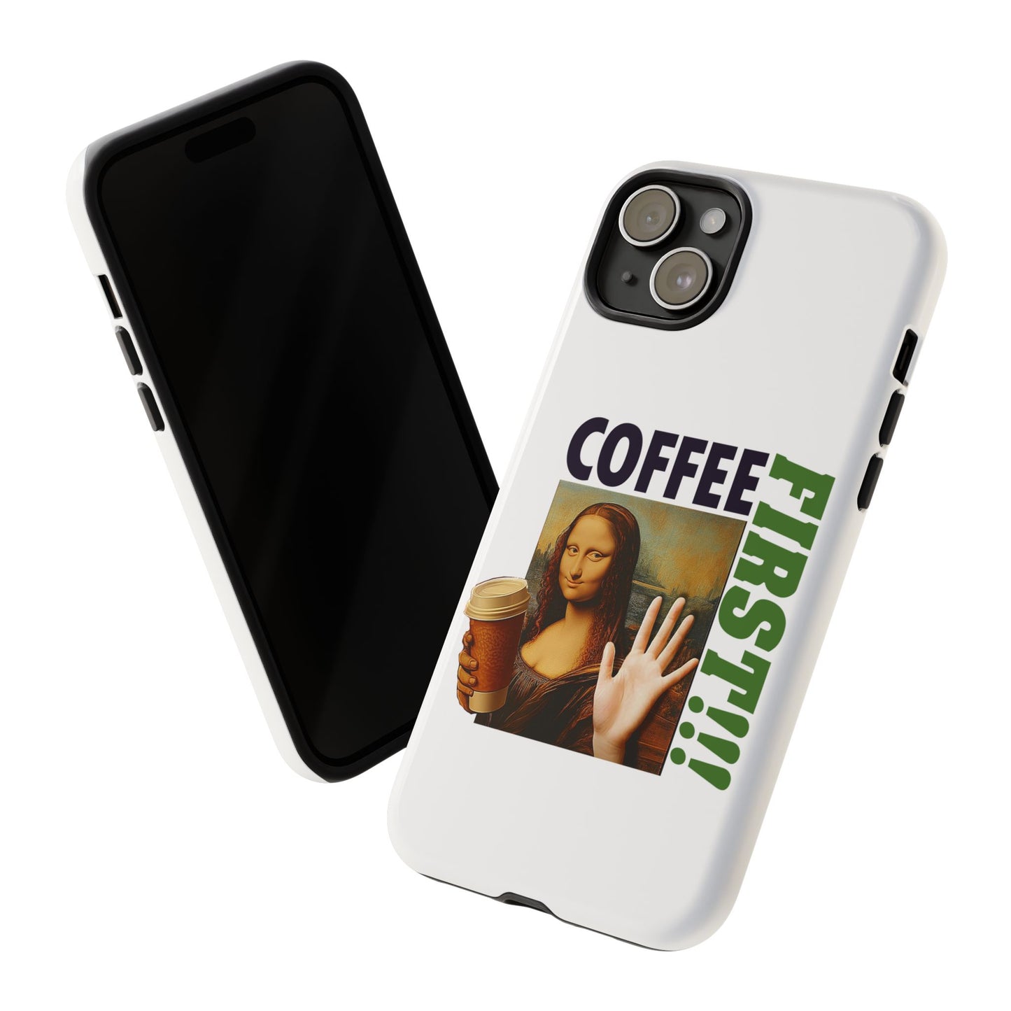 Virtuosoh Mona Lisa Coffee First Tough Phone case for iPhone - White