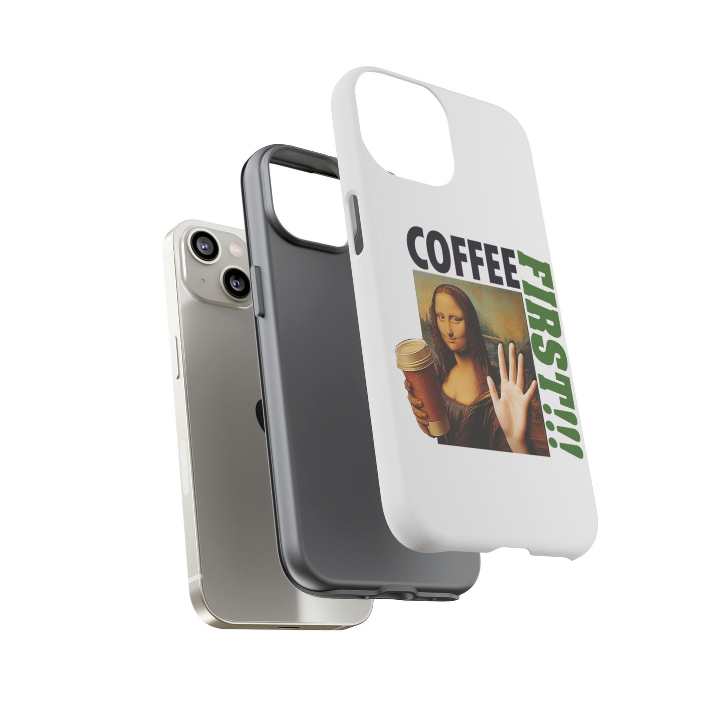 Virtuosoh Mona Lisa Coffee First Tough Phone case for iPhone - White