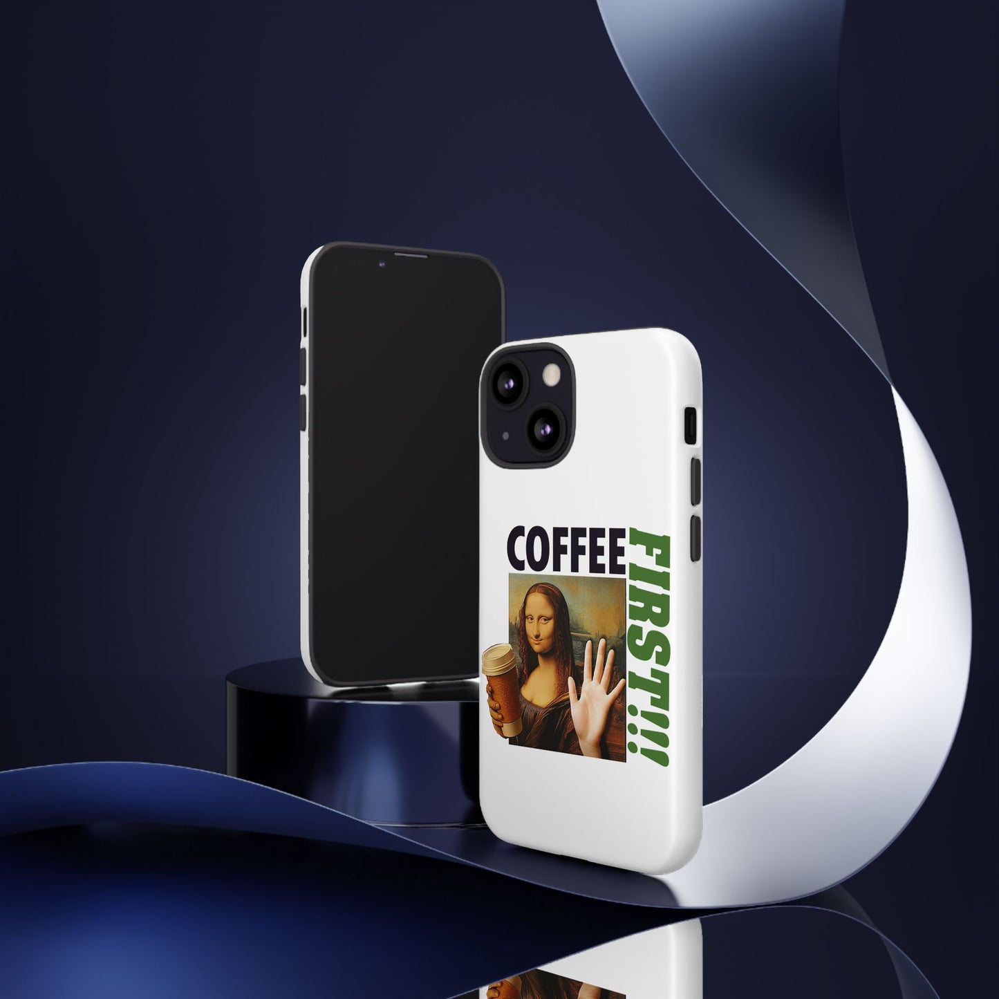 Virtuosoh Mona Lisa Coffee First Tough Phone case for iPhone - White