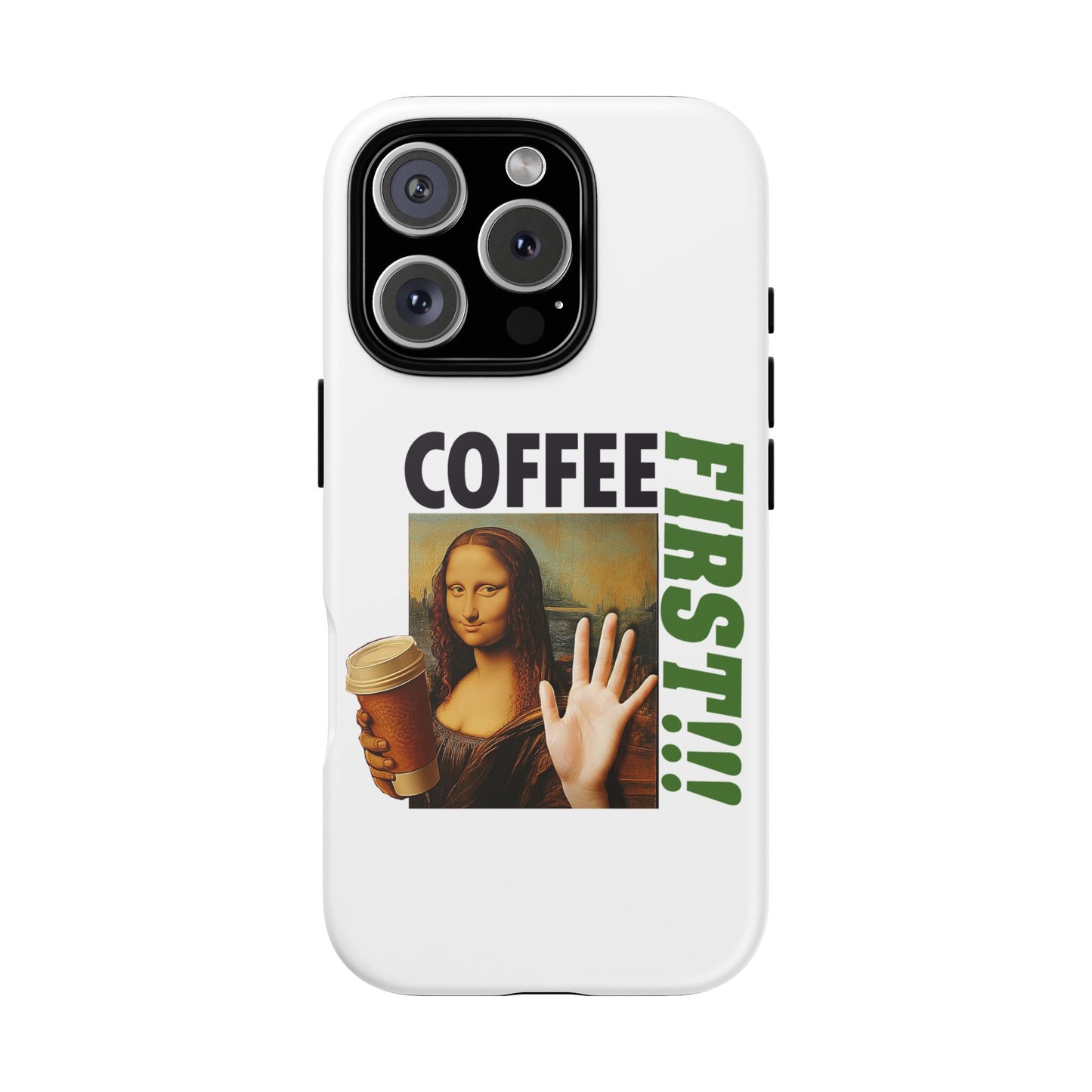 Virtuosoh Mona Lisa Coffee First Tough Phone case for iPhone - White