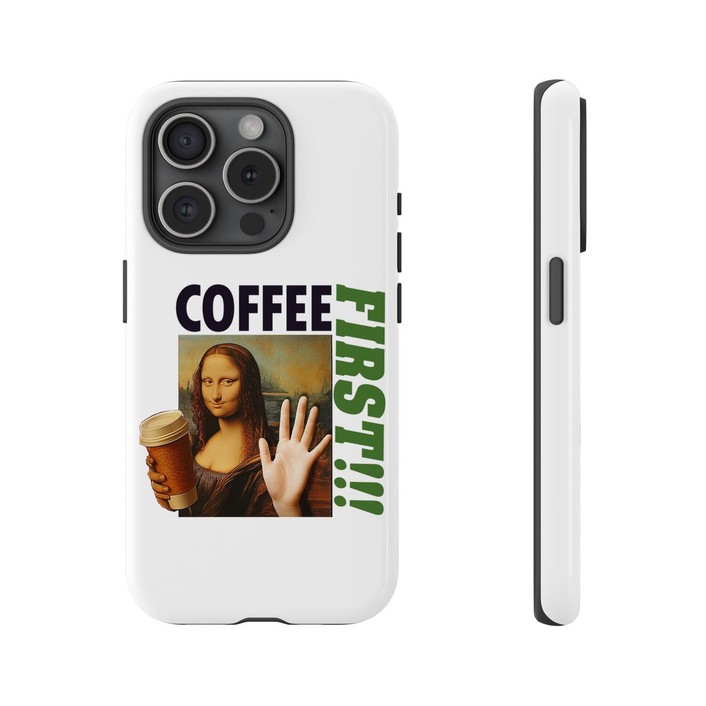 Virtuosoh Mona Lisa Coffee First Tough Phone case for iPhone - White